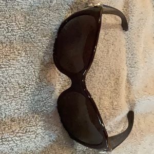Bvlgari deep purple sunglasses, jewel accent, with round hard sided Bvlgari case